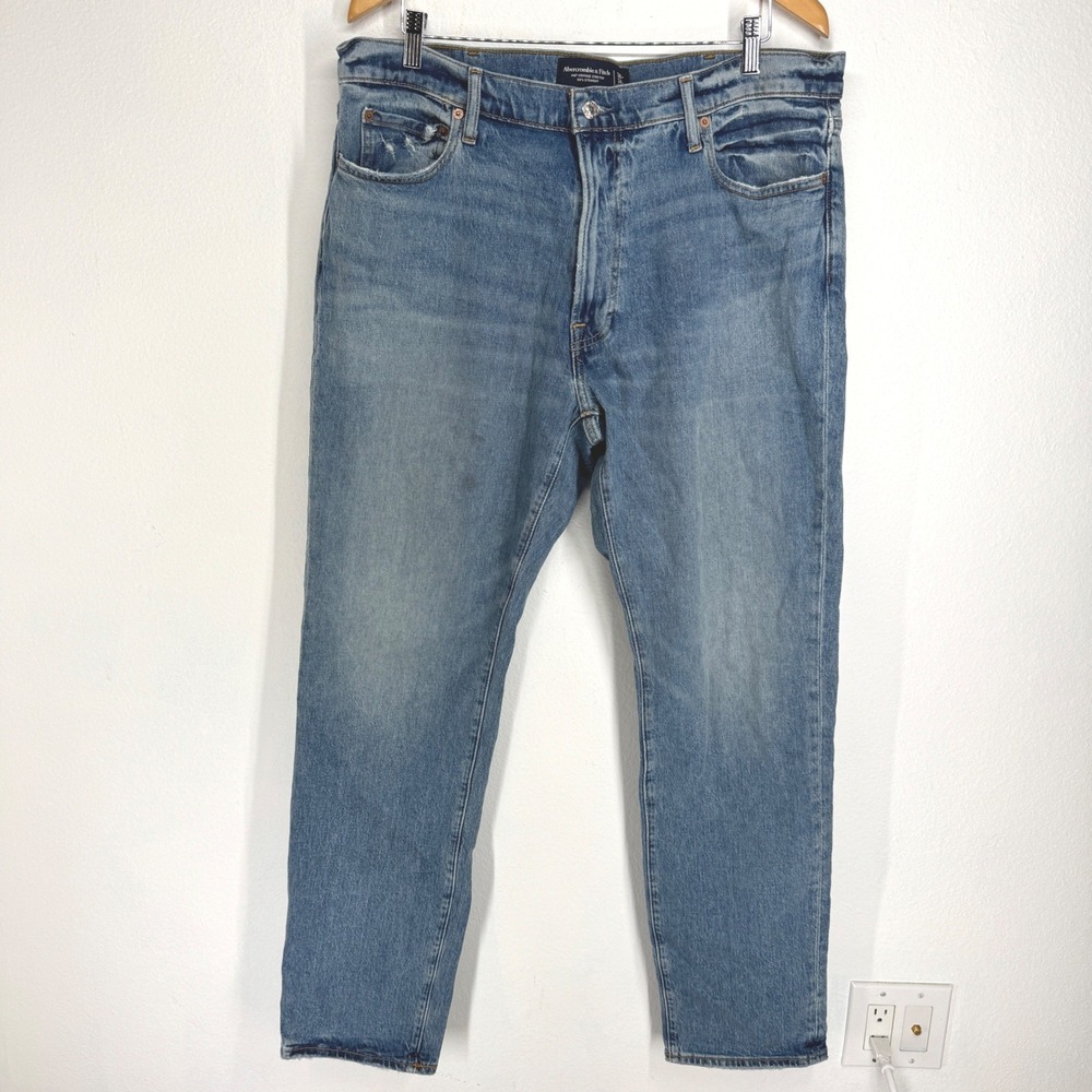 Abercrombie & Fitch 90s Straight Vintage Stretch Jeans Blue 38x34 Mens Faded Y2K